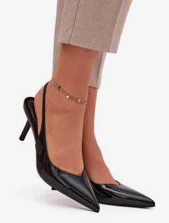 Lakované dámské lodičky na jehlovém podpatku – černé Phelia