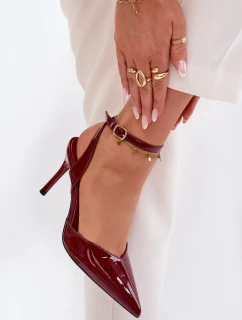 Dámské lodičky s odkrytou patou – lakované bordó Laretta
