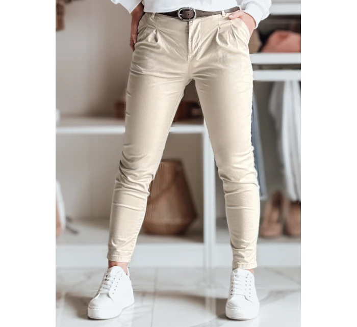 Dámské chinos kalhoty s páskem MODELA cappuccino FashionStreet UY2566