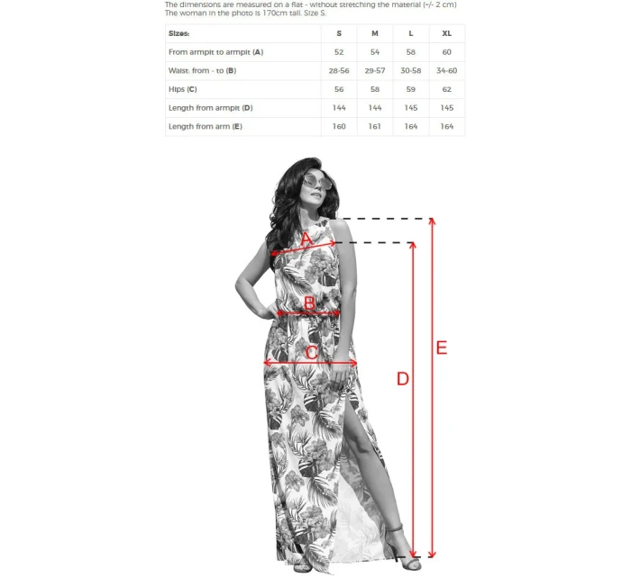 Dámské maxi šaty se zavazováním za s rozparkem a se vzorem růží a světle  model 21371144 - numoco