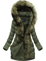 PIKOWANA KURTKA DAMSKA ZIMOWA Z KAPTUREM KHAKI model 21241763 - SPEED.A