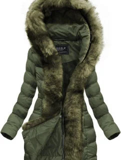 PIKOWANA KURTKA DAMSKA ZIMOWA Z KAPTUREM KHAKI model 21241763 - SPEED.A