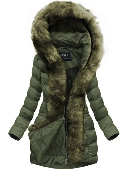 PIKOWANA KURTKA DAMSKA ZIMOWA Z KAPTUREM KHAKI model 21241763 - SPEED.A