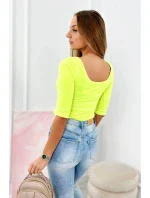 Halenka s kulatým výstřihem žlutá neonová Halenka s kulatým výstřihem žlutá neonová