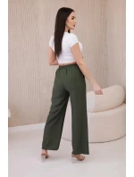 Viskózové kalhoty se širokými nohavicemi khaki Viskózové kalhoty se širokými nohavicemi khaki