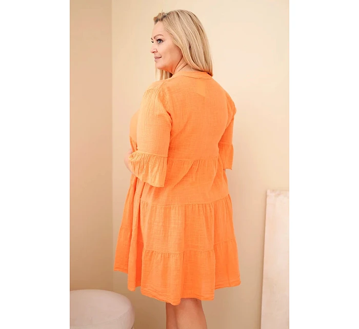 Dámské bavlněné šaty Plus Size s volány oranžová