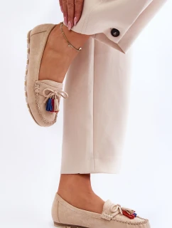 Semišové Mokasíny S Mašlí A Béžove model 21623151 - Boto