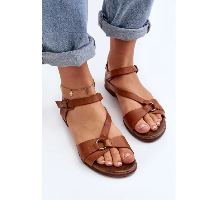 Zazoo 40182 Dámské kožené sandály hnědé