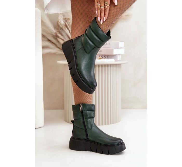 Dámské Kožené Boty Na Zip Zateplené  model 21669344 - Zazoo