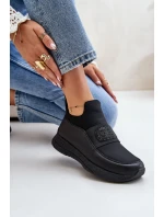 Sportovní Boty Na Platformě Kožené Černé model 21671710 - Artiker