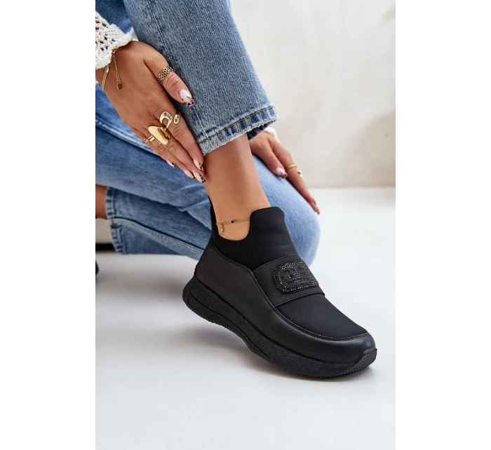 Sportovní Boty Na Platformě Kožené Černé model 21671710 - Artiker