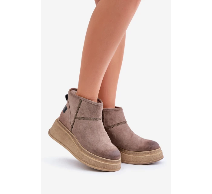 Kožené Semišové Sněhule Na Platformě A Klínu Hnědé Maciejka 06769-02 Tmavě hnědé Kožené Semišové Sněhule Na Platformě A Klínu Hnědé Maciejka 06769-02 Tmavě hnědé