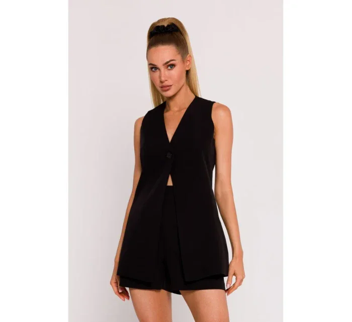 M776 Sako bez rukávů s jedním knoflíkem - černé M776 Sako bez rukávů s jedním knoflíkem - černé