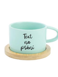 TEXT NA PŘÁNÍ - mint keramický hrníček Makronka 200 ml