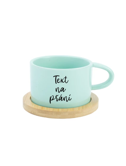 TEXT NA PŘÁNÍ - mint keramický hrníček Makronka 200 ml