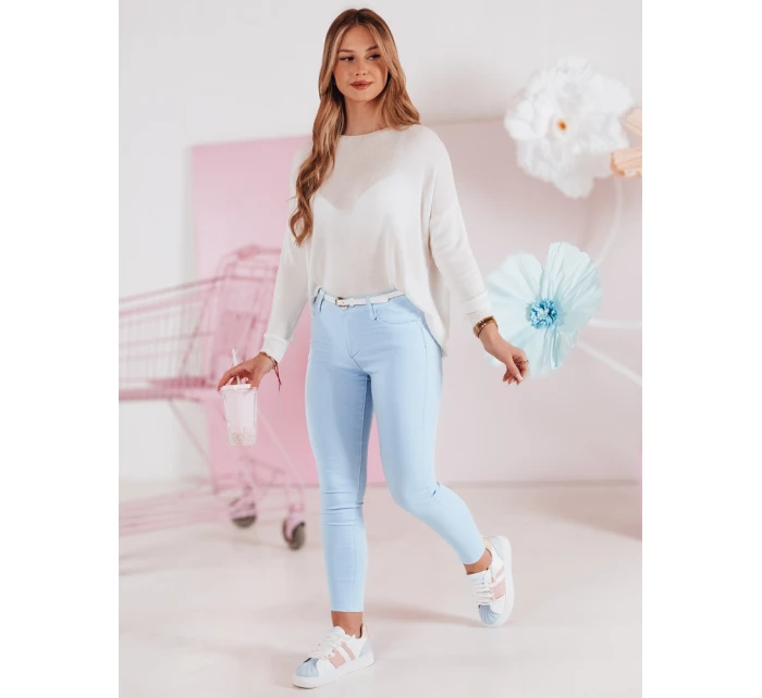 Dámské úzké kalhoty s páskem VIVASKIN modré FashionStreet UY2428