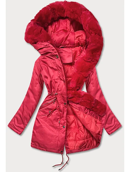 Dámská parka s kožešinou červená (5m762-270)
