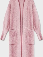 Dlouhá vlněná pláštěnka s kapucí z alpaky, světle růžová (M105)
