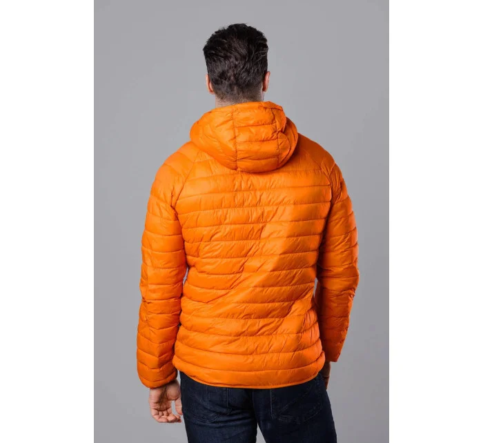 Oranžová pánská prošívaná bunda s kapucí (HM112-22)