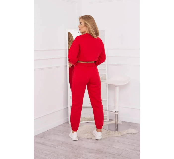 Zateplená souprava s krátkou mikinou červená Zateplená souprava s krátkou mikinou červená