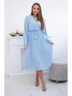 Šaty se svázaným plisovaným lemem modrý Šaty se svázaným plisovaným lemem modrý