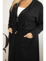 Dámská bavlněná mikina Plus Size s kapucí a kapsami černá
