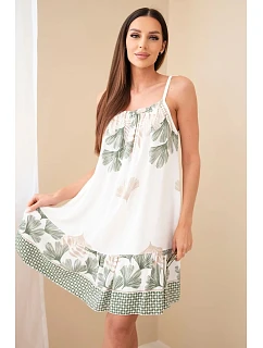 Dámské šaty na ramínkách s potiskem khaki