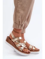 model 21661420 Dámské Kožené Sandály Na Platformě Zlaté - Zazoo model 21661420 Dámské Kožené Sandály Na Platformě Zlaté - Zazoo