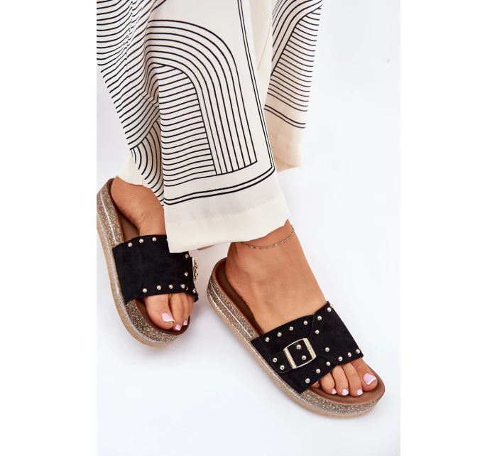 Dámské Pantofle Na Platformě S Přezkou A Černé model 21689950 - Boto