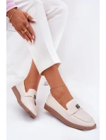 Dámské elegantní mokasíny s ozdobným malým detailem model 21690142 béžové - VINCEZA