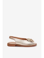 Kožené Ploché Sandály S Ozdobou CheBello 4642 Zlaté