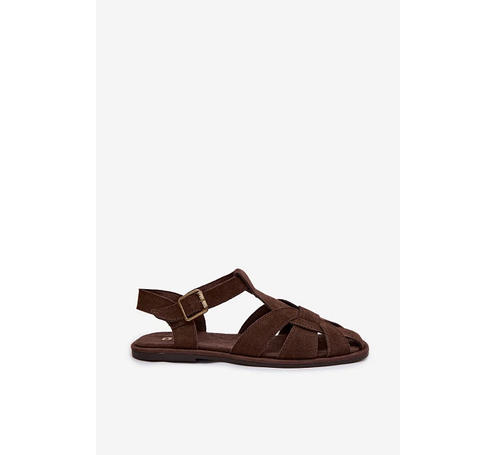 Dámské Sandály Ploché z Semiše Big Star Čokoládové model 22064182 - Big Star Shoes Dámské Sandály Ploché z Semiše Big Star Čokoládové model 22064182 - Big Star Shoes