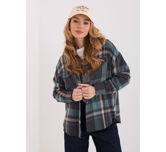 Košile D71720Z11085B šedá modrá Košile D71720Z11085B šedá modrá