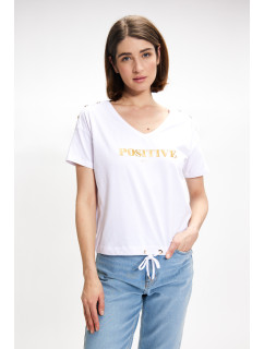 Monnari Halenky Bavlněné dámské tričko s žebrováním ve spodní části Bílá