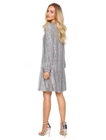 Šaty áčkového střihu model 20777017 stříbrné - Moe Šaty áčkového střihu model 20777017 stříbrné - Moe