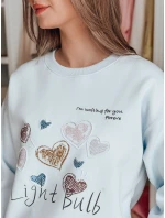 Dámská oversize mikina se srdíčky PINKNOTE modrá FashionStreet BY1502