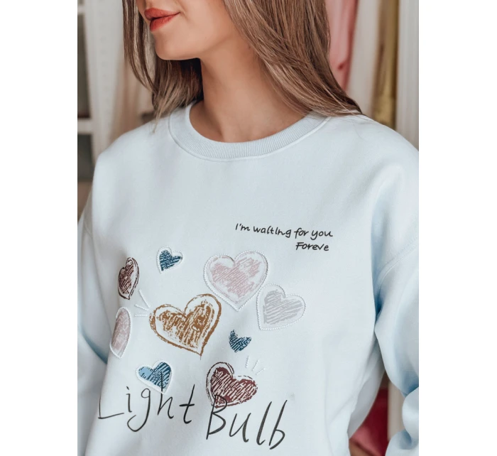 Dámská oversize mikina se srdíčky PINKNOTE modrá FashionStreet BY1502