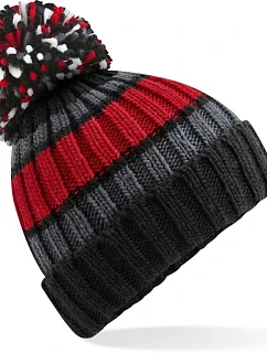 Beechfield B 392 Pletená čepice s pruhy "Hygge" 53.0392 black cherry