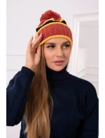 Dámská čepice Kinga K297 červená+hořčicová+černá Dámská čepice Kinga K297 červená+hořčicová+černá