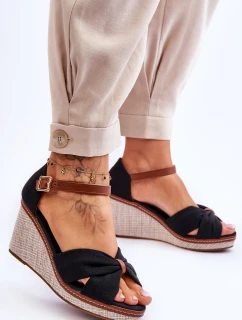 Dámské sandály na klínu Černá Daphne