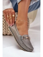 Třpytivé Plátěné Mokasíny Z Přírodní Kůže D&A LR51-546 Stříbrné Třpytivé Plátěné Mokasíny Z Přírodní Kůže D&A LR51-546 Stříbrné