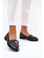 Kožené mokasíny se zlatou ozdobou černé model 21686509 - Laura Messi