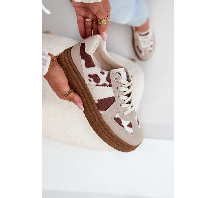 Dámské Tenisky Na Platformě S Károvaným Vzorem Béžové Lincidi Dámské Tenisky Na Platformě S Károvaným Vzorem Béžové Lincidi