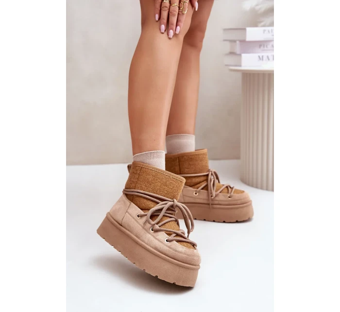 Sněhule s vázáním na platformě hnědé Mavora