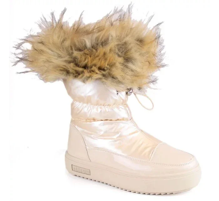 Dámské sněhule INT1924B sněhule na platformě z umělé kožešiny MM274380 Světle béžová - Big Star