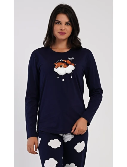 Dámské pyžamo dlouhé Méďa na obláčku Dámské pyžamo dlouhé Méďa na obláčku