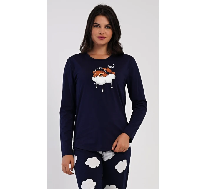 Dámské pyžamo dlouhé Méďa na obláčku Dámské pyžamo dlouhé Méďa na obláčku