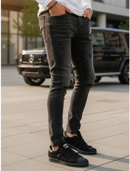 Pánské černé kalhoty FashionStreet UX3823 Pánské černé kalhoty FashionStreet UX3823