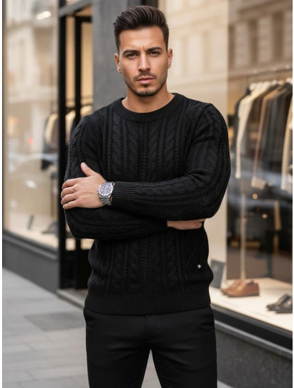 Pánský černý svetr model 21966314 - Dstreet Pánský černý svetr model 21966314 - Dstreet