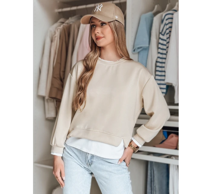 LUZZIO dámská oversize mikina světle béžová FashionStreet BY1384